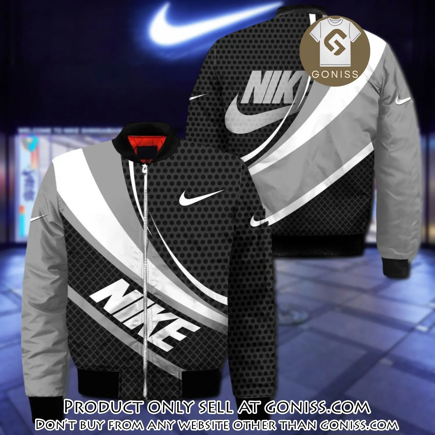 Nike white grey bomber jacket clothing outfit for men women gn5536509